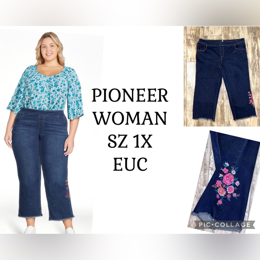 PIONEER WOMAN Embroidered Cropped Jeans sz 1X